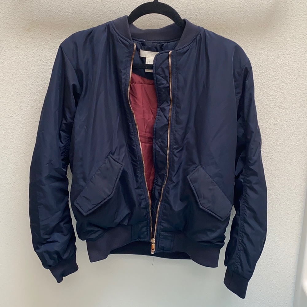 Dark Navy Blue Bomber Jacket